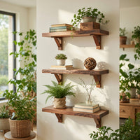 Solid Wood Natural Wood Floating Shelves Handcrafted Solid Shelf Living Room, view 8