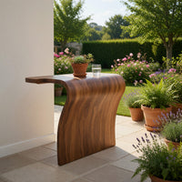 Solid Wood Teak Outdoor Table Sculptural Curved Console Entryway Living Room, view 8
