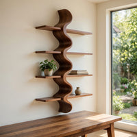 Solid Wood Wall Mounted Shelf Shelving Unit Living Room, view 8