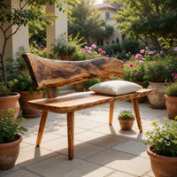 Solid Wood Outdoor Garden Bench Minimal Green, view 8