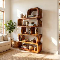 Mid Century Sculptural Bookshelf Storage Organizer For Home Office, view 8