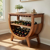 Solid Wood Bar Cabinet Wine With Built Glass Rack Kitchen, view 8