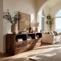 Solid Wood Sideboard With Curved Corners Living Room, view 8