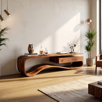 Ribbon Curve Media Console with a Floating Top, view 8