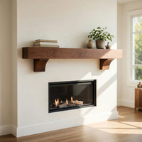 Solid Wood Floating Fireplace Mantel Rustic With Beam Holiday Decoration, view 8