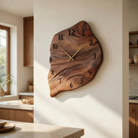 Solid Wood Clock Minimalist Wall Organic Shape Living Room, view 8