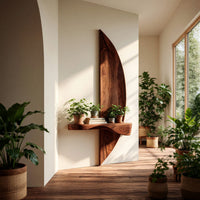 Solid Wood Natural Wood Floating Shelves Shelf Sculptural Entryway, view 8
