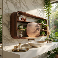 Solid Wood Bathroom Cabinet Scandinavian Curved Family, view 8