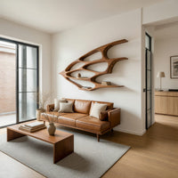 Leafwing Wall Bookshelf, Carved from Solid Walnut, view 8