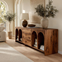 Solid Wood Sideboard With Arched Compartments Living Room, view 8