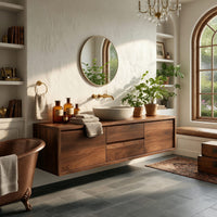 Solid Wood Bathroom Vanity Wall Mounted Spa, view 8