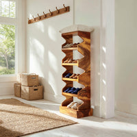 Solid Wood Shoe Storage Bench Japandi Tall Rack Condo Entryway Hallway, view 8