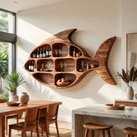 Solid Wood Wine Rack Rustic Wall Home Lounge Organizer, view 8