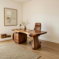 Burlform Study Desk, Shaped from Solid Figured Wood, view 8
