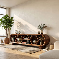 Honeycomb Walnut Media Console for Record Collections, view 8