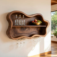 Solid Wood Wine Rack Glass Holder Open Dining Area, view 8
