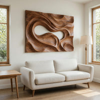 Solid Walnut Carved Into One Turning Current, Wall Relief, view 8 — view 8