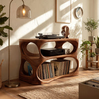 Solid Wood Record Player Stand Vinyl Display Entertainment Interior Space, view 8