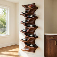 Solid Wood Wine Rack Natural Dining Room Wall Display, view 8