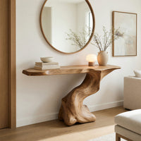 Wave-Carved Console Table with a Live Edge Top, view 8