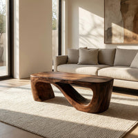 Hand-Shaped Ribbon Base Coffee Table in Solid Wood, view 8
