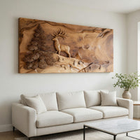 Standing Stag on a Live-Edge Slab, Wall Art Made to Order, view 8 — view 8