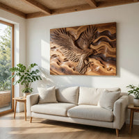Deep-Relief Eagle Carving on a Tall Walnut Wall Panel, view 8 — view 8