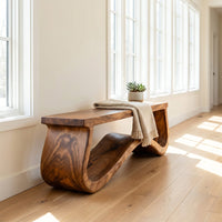 Modern Seating Bench Organic Curved Design For Entryway, view 8