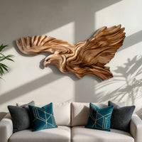 Diving Eagle Wall Sculpture in Pale Honey Hardwood, view 8 — view 8