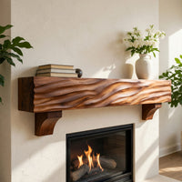 Solid Wood Floating Fireplace Mantel Rustic Shelf Living Room, view 8