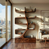 Tree-Form Bookcase with Two Drawers in the Base, view 8