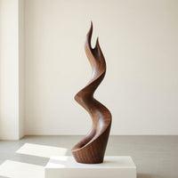 Solid Wood Sculpture Wall Art Rustic Large Twisted Spiral Floor Outdoor, view 8