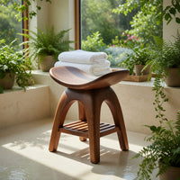 Solid Wood Teak Shower Bench Farmhouse Bath Seat Cozy Bathroom, view 8