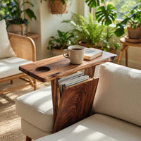 Solid Wood Sofa Arm Table Farmhouse Armrest Cozy Living Room, view 8