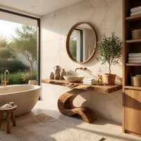 Solid Wood Bathroom Vanity Luxury With Organic S Curve Support, view 8