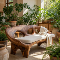 Solid Wood Sofa Curved Natural Living, view 8