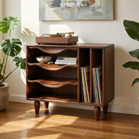 Solid Wood Record Player Stand Minimalist Audio Console Entertainment Interior Area, view 8