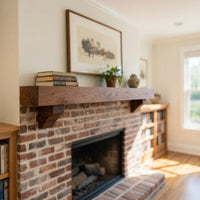 Solid Wood Floating Fireplace Mantel Rustic Shelf Living Room Cabin, view 8