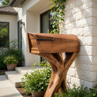 Solid Wood Mailbox Post Solid Sculpture Patio Garden Yard, view 8