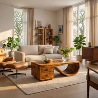 Halfmoon Drawer Coffee Table in Solid Hardwood, view 8