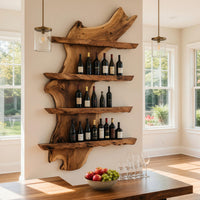 Solid Wood Wine Rack Mid Century Kitchen Bar Wall Shelf, view 8