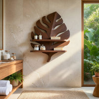 Solid Wood Corner Wall Bathroom Shelf Leaf Spa, view 8