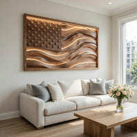 Backlit Wooden American Flag Wall Art, Made to Order, view 8 — view 8