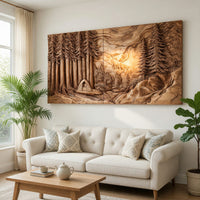 Redwood Camp and Mountain Carved Timber Wall Panel, view 8 — view 8