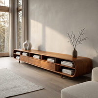 Bent, Fitted, and Pegged: A Long Walnut TV Console, view 8