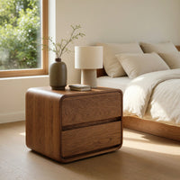 Solid Wood Nightstand With Rounded Edges Bedroom, II, view 8