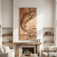 One Board, a Trout Mid-Leap, Carved as a Wall Relief, view 8 — view 8