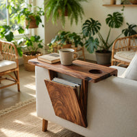 Solid Wood Sofa Arm Table Farmhouse Armrest Rustic, view 8