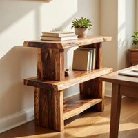 Solid Wood Standing Shelf Mid Century Bookshelf Living Room Storage Home, view 8