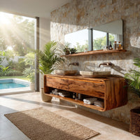 Solid Wood Bathroom Vanity Minimalist Floating Areas, view 8